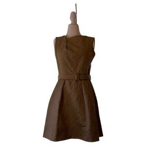 NWT PAUW Amsterdam Gold Brocade Belted A-Line Dress